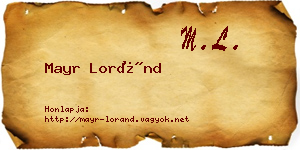 Mayr Loránd névjegykártya